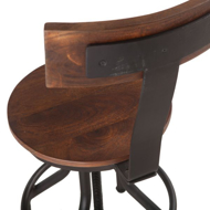 Picture of Industrial Modern Adjustable Stool with Backrest in Walnut