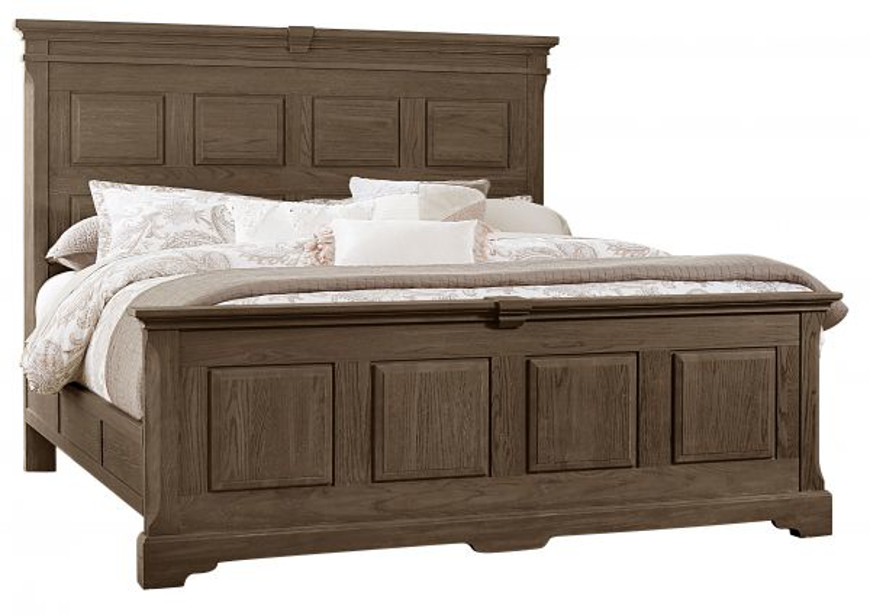 Picture of COBBLESTONE OAK KING MANSION BED WITH DECORATIVE SIDE RAILS