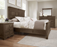 Picture of COBBLESTONE OAK KING MANSION BED WITH DECORATIVE SIDE RAILS