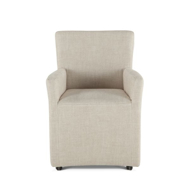 Picture of PEABODY OFF-WHITE LINEN WHEELED ARMCHAIR