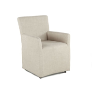 Picture of PEABODY OFF-WHITE LINEN WHEELED ARMCHAIR