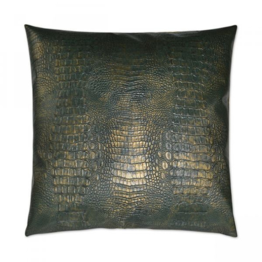 Picture of GILDED GATOR EMERALD PILLOW