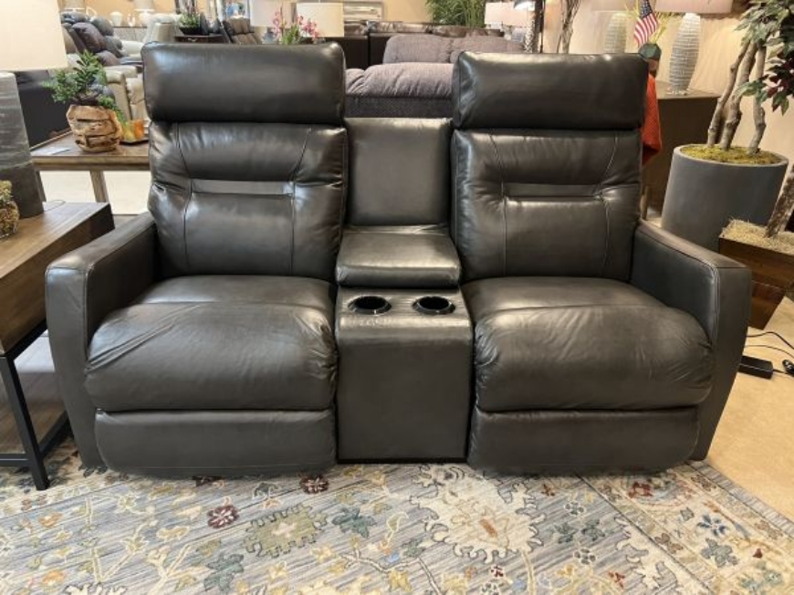 Picture of LENNON POWER WALL RECLINING LOVESEAT WITH POWER HEADRESTS AND CENTER CONSOLE IN TOP GRAIN LEATHER