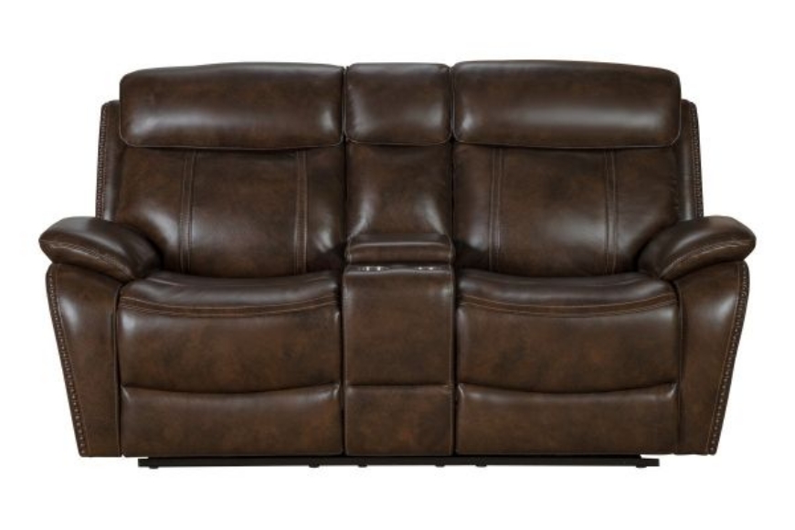 Picture of SANDOVER POWER RECLINING LOVESEAT WITH CONSOLE & POWER HEADREST & LUMBER IN TOP GRAIN LEATHER