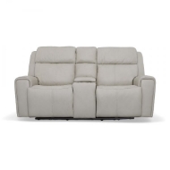 Picture of BARNETT LEATHER POWER RECLINING LOVESEAT WITH CONSOLE, POWER HEADRESTS & LUMBAR