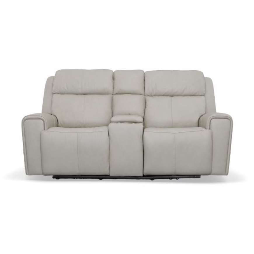 Picture of BARNETT LEATHER POWER RECLINING LOVESEAT WITH CONSOLE, POWER HEADRESTS & LUMBAR