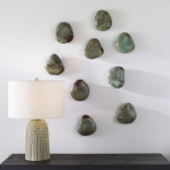 Picture of PEBBLES WOOD WALL DECOR AQUA SET OF 9